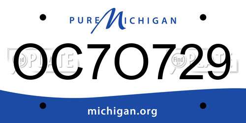 OC7O729 Michigan License Plate