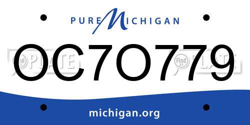 OC7O779 Michigan License Plate
