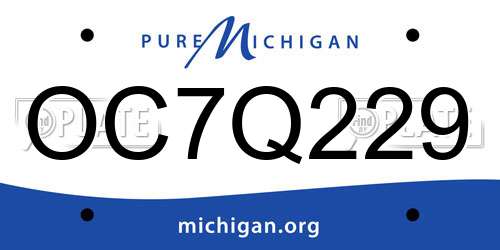 OC7Q229 Michigan License Plate