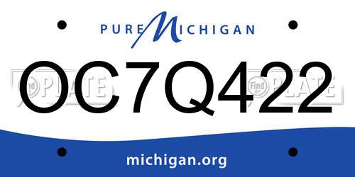 OC7Q422 Michigan License Plate