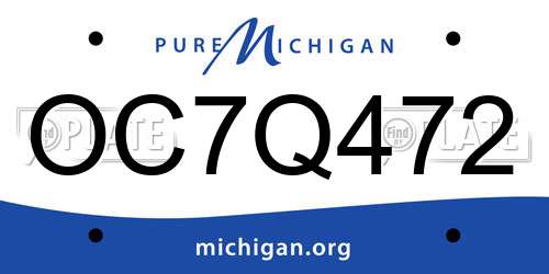 OC7Q472 Michigan License Plate