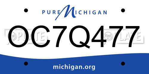 OC7Q477 Michigan License Plate