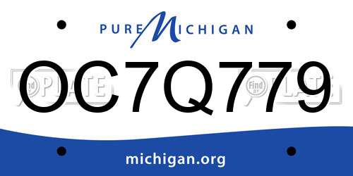 OC7Q779 Michigan License Plate