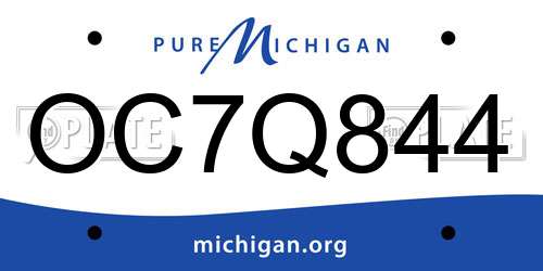 OC7Q844 Michigan License Plate