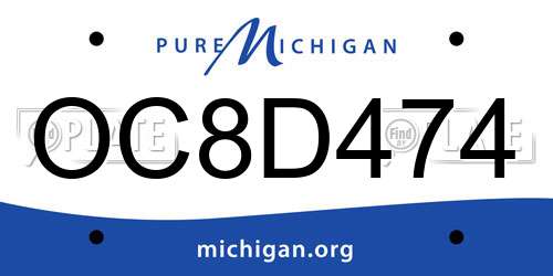 OC8D474 Michigan License Plate