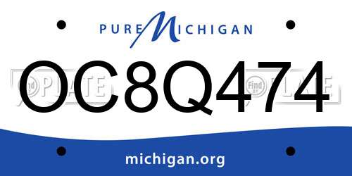 OC8Q474 Michigan License Plate