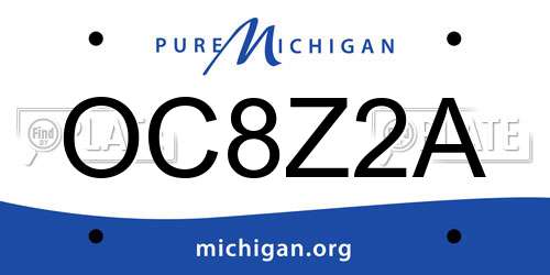 OC8Z2A Michigan License Plate
