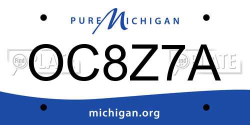 OC8Z7A Michigan License Plate