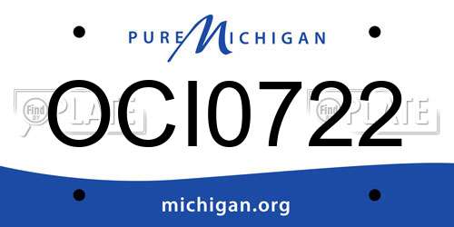 OCI0722 Michigan License Plate