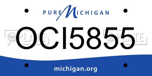 OCI5855 Michigan License Plate