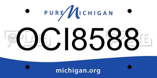OCI8588 Michigan License Plate