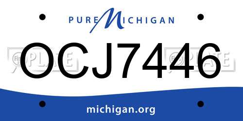 OCJ7446 Michigan License Plate