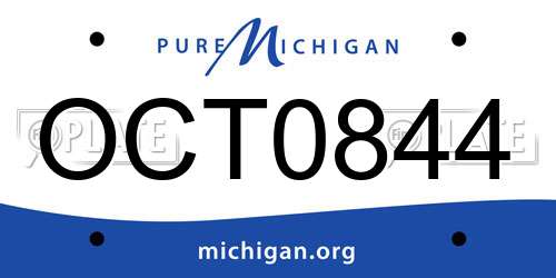 OCT0844 Michigan License Plate