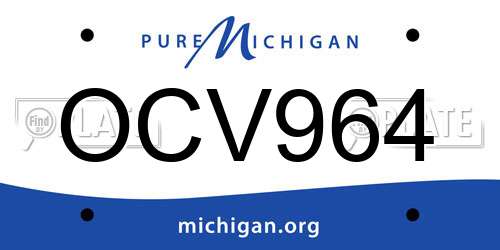 OCV964 Michigan License Plate