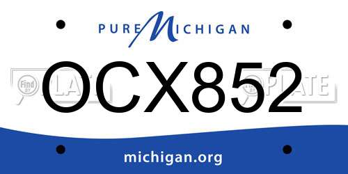 OCX852 Michigan License Plate