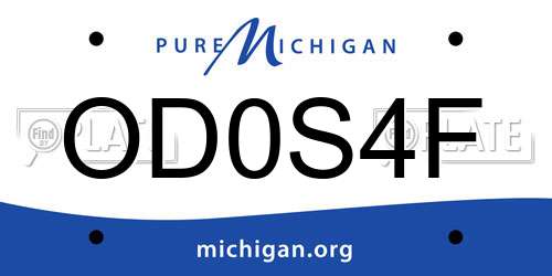 OD0S4F Michigan License Plate