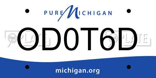 OD0T6D Michigan License Plate