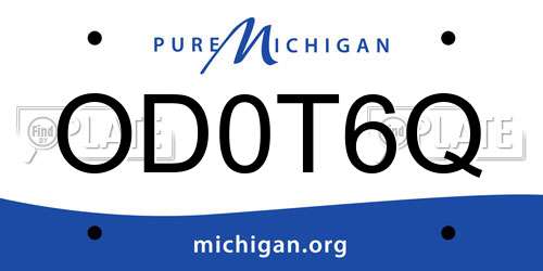 OD0T6Q Michigan License Plate