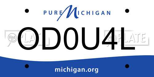 OD0U4L Michigan License Plate