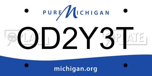 OD2Y3T Michigan License Plate