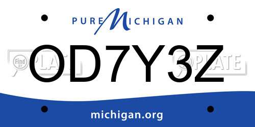 OD7Y3Z Michigan License Plate
