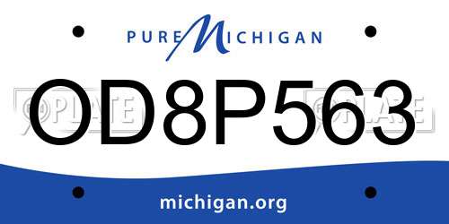 OD8P563 Michigan License Plate