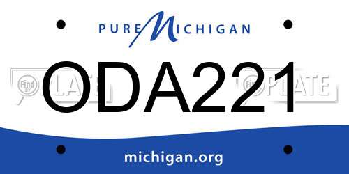 ODA221 Michigan License Plate