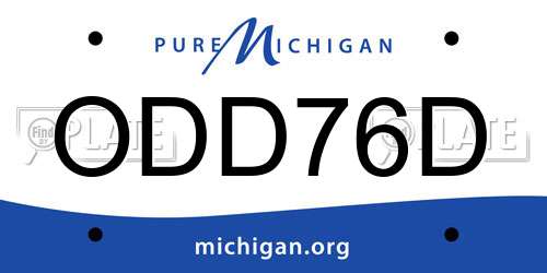ODD76D Michigan License Plate