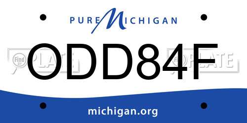 ODD84F Michigan License Plate