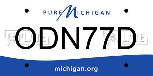 ODN77D Michigan License Plate