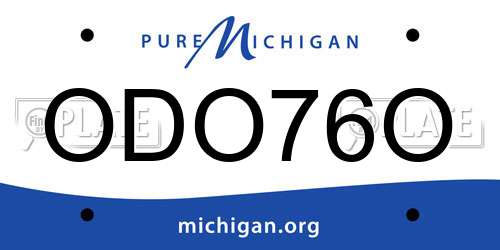 ODO76O Michigan License Plate