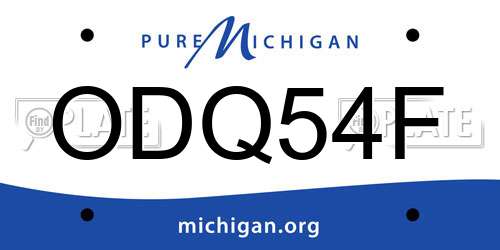 ODQ54F Michigan License Plate