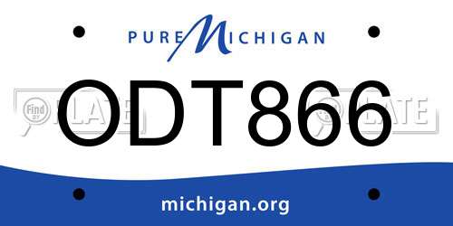 ODT866 Michigan License Plate