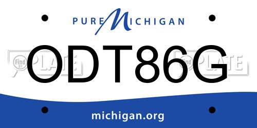 ODT86G Michigan License Plate