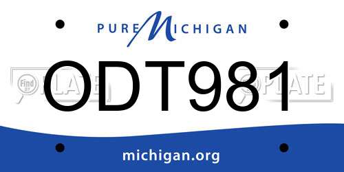 ODT981 Michigan License Plate