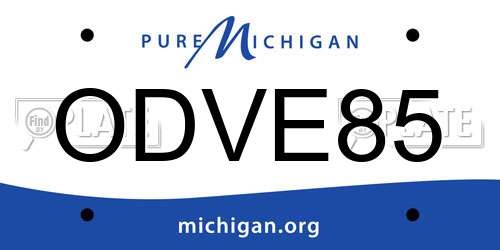 ODVE85 Michigan License Plate