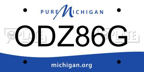 ODZ86G Michigan License Plate