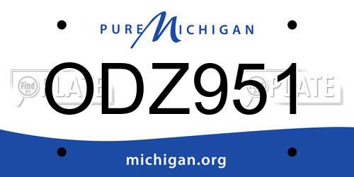 ODZ951 Michigan License Plate