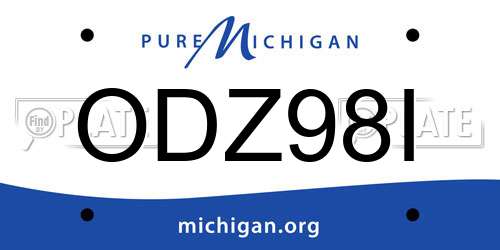 ODZ98I Michigan License Plate