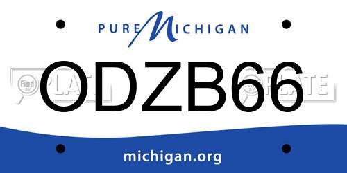 ODZB66 Michigan License Plate