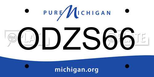 ODZS66 Michigan License Plate