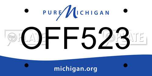OFF523 Michigan License Plate