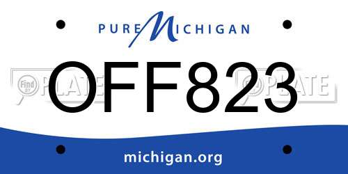 OFF823 Michigan License Plate