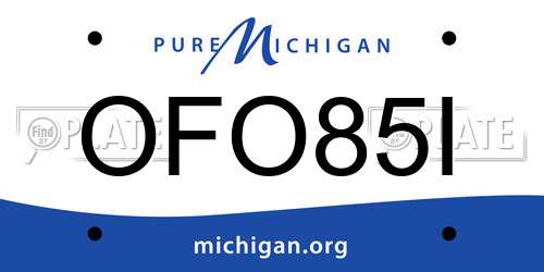OFO85I Michigan License Plate