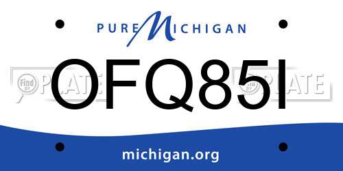 OFQ85I Michigan License Plate