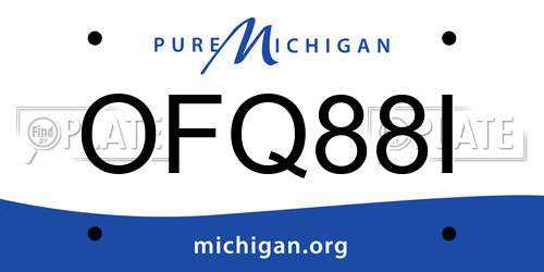 OFQ88I Michigan License Plate