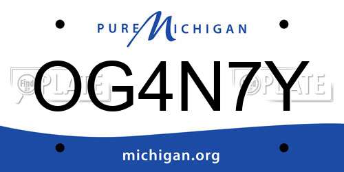 OG4N7Y Michigan License Plate