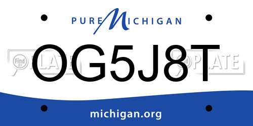 OG5J8T Michigan License Plate