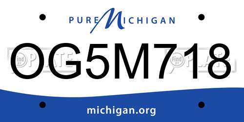 OG5M718 Michigan License Plate