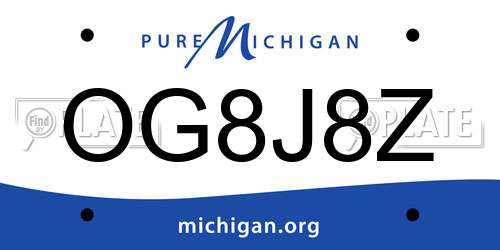 OG8J8Z Michigan License Plate